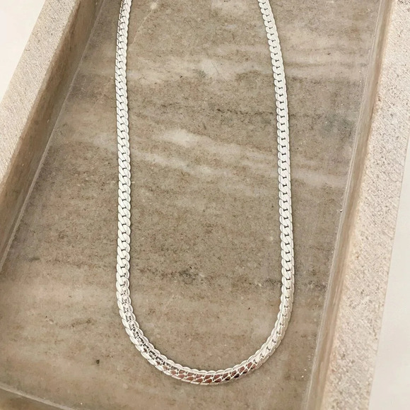 925 Sterling Silver Snake Chain Necklace Herringbone Necklace Chain 6 MM - Picture 4 of 7